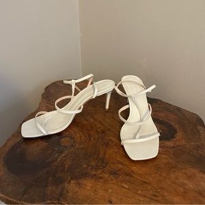 Schutz White Strappy Heels